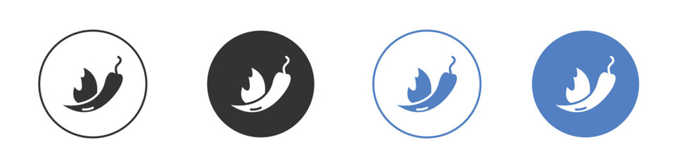 Pepper hot icon collection for app in black and blue colors