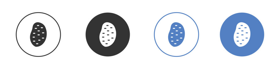 Potato icon collection for app in black and blue colors