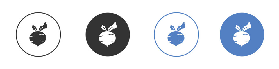 Radish icon collection for app in black and blue colors