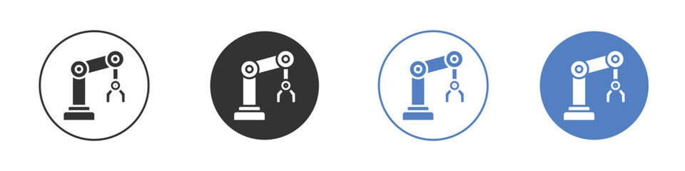 Robot arm icon collection for app in black and blue colors