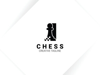 Simple letter I chess logo with pawn and chessboard symbol. Monogram logo template