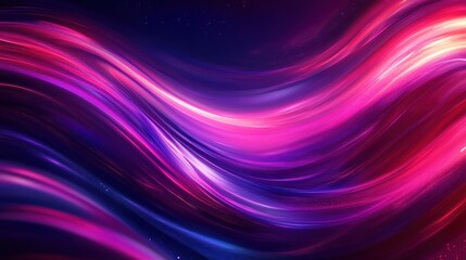 Abstract vibrant flowing lines of pink, purple, and blue light against a dark background