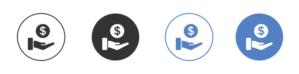 Savings icon collection for app in black and blue colors