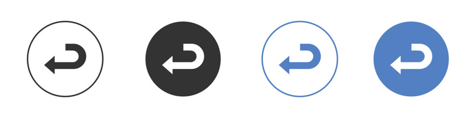 Send back icon collection for app in black and blue colors