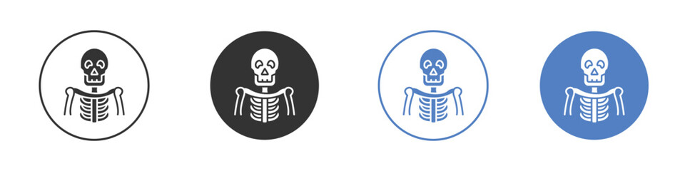 Skeleton icon collection for app in black and blue colors