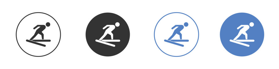 Skiing icon collection for app in black and blue colors