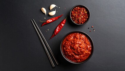 Gochujang. A fermented red chili paste used to add both heat and sweetness to Korean dishes, particularly in sauces for bibimbap and barbecue marinades.