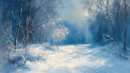 Snowy Winter Forest Path