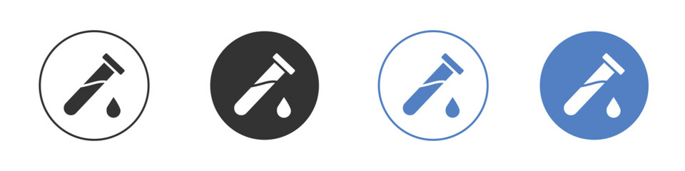 Test tube icon collection for app in black and blue colors