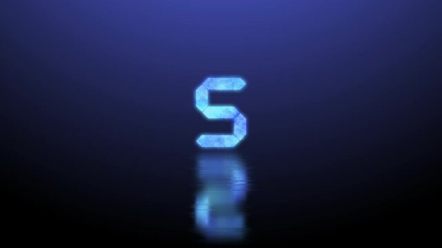 Countup animation from zero to 10 second with glowing and reflection number text. blue number text show on gradient blue background. 4k Video