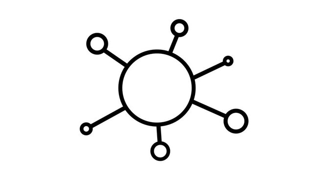 Network connection icon animation with circle and connected nodes on white background and green screen. 4K animated icon for motion graphic, infographic, explainer, presentation, and business use.