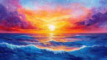 Vibrant sunset over the ocean