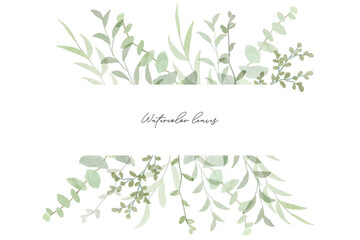Watercolor summer leaves frame. Watercolor summer leaves set with flowers and leaves. Spring and summer watercolor flower element vector set. Watercolor hand painted botanical floral.