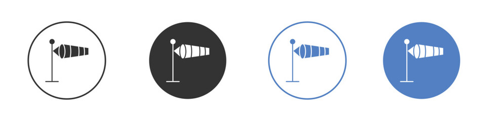 Windsock icon collection for app in black and blue colors