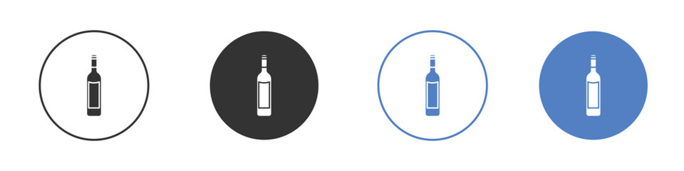Wine bottle icon collection for app in black and blue colors