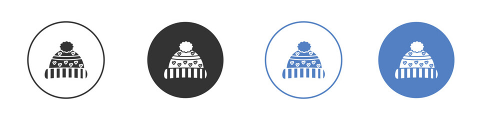 Winter hat icon collection for app in black and blue colors