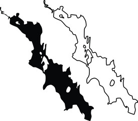 Map of Saugatuck Reservoir Connecticut USA Silhouette Flat and Outline Design