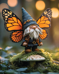 Monarch Butterfly Winged Gnome - Fantasy Creature