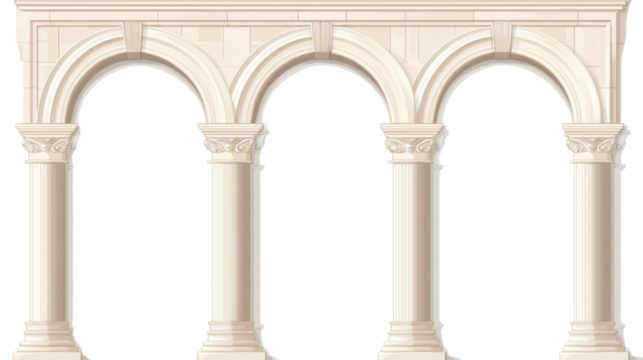 Set of classical column arches on white background