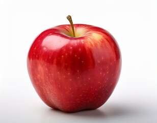 a single ripe red apple perfectly isolated against a white backdrop