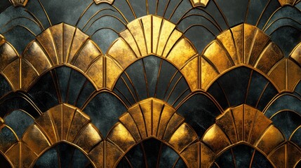 Art Deco Gold & Dark Paneling
