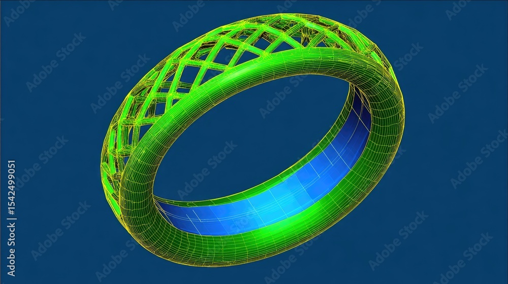 Poster cad file layers displaying complex metal mesh structure of futuristic bracelet