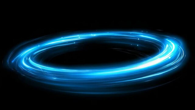 Glowing blue light ring on a black background representing energy flow