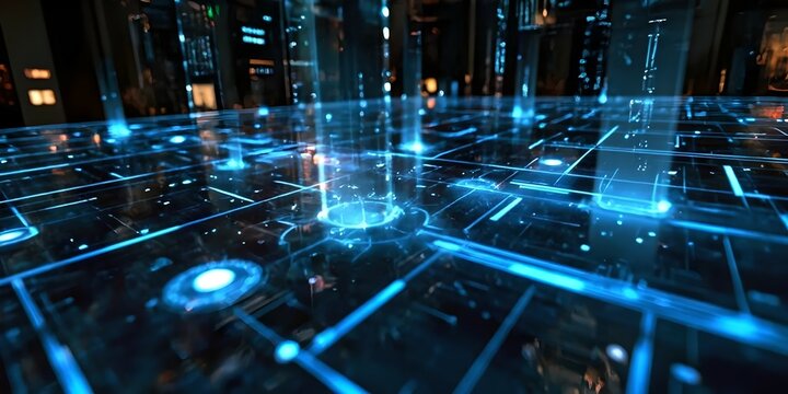 Abstract visual representation of the concept of cybersecurity. The image shows a constant flow of glowing binary code on a dark background, conveying dynamism and digital protection. In the center, a