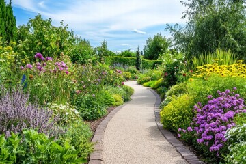 Floral garden trail with summer blooms