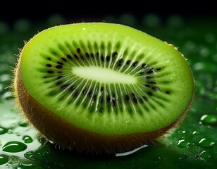 closeup of fresh green kiwi showcasing juicy texture and vibrant details