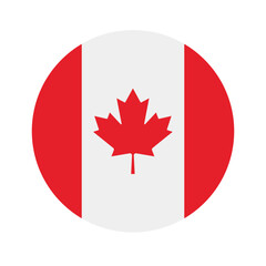 Vector flat round Canada flag isolated on white background