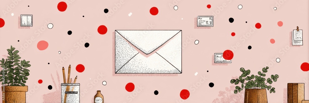 Poster email inbox filled with notifications and minimalist decor showcasing a busy digital life