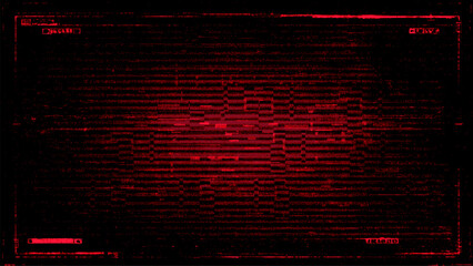Abstract red digital glitch background with lines and noise. Data error screen texture, display failure concept. Corrupted code.