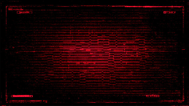 Abstract red digital glitch background with lines and noise. Data error screen texture, display failure concept. Corrupted code.
