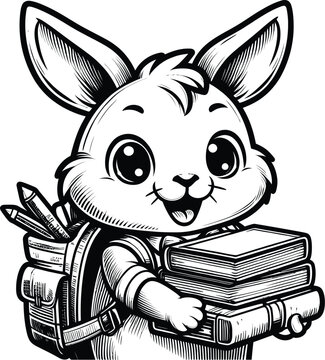 Cute rabbit Back to School Illustration