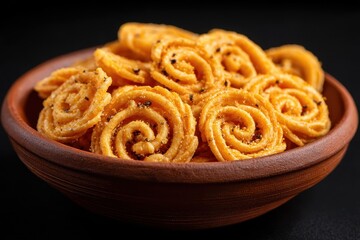 Naklejka premium Chakli a popular Indian snack during Diwali served in a bowl