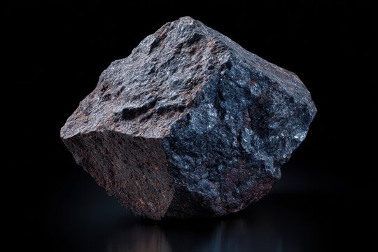 Chrome ore mined on a plain black backdrop