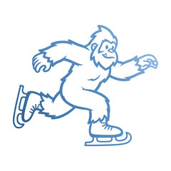ice skating yeti, funny bigfoot sketch