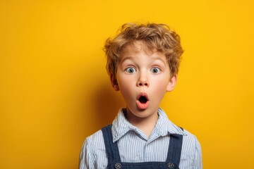 Astonished boy with blank space idea for wonder surprises errors or returning to class
