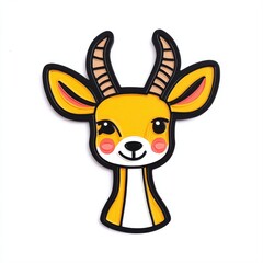 Cute and Colorful Cartoon Antelope Character with Big Eyes and Cheerful Expression