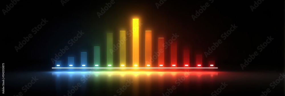 Poster Emotional Spectrum Bar Displaying Glowing Segments in Vibrant Colors Reflecting a Range of Feelings and Moods Against a Dark Background