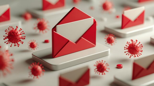 Email Inbox Cluttered With Notifications Represented by Red Dots and Minimalist Design in a Digital Workspace