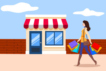 A young female is returning from shopping.