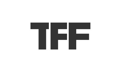 TFF logo design template with strong and modern bold text. Initial based vector logotype featuring simple and minimal typography. Trendy company identity.
