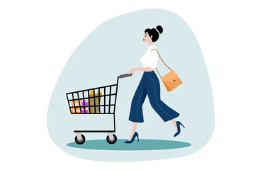 A young female is shopping for groceries. © kgul