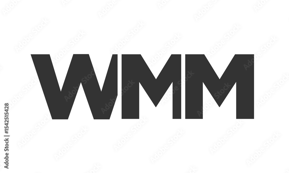 Poster wmm logo design template with strong and modern bold text. initial based vector logotype featuring s