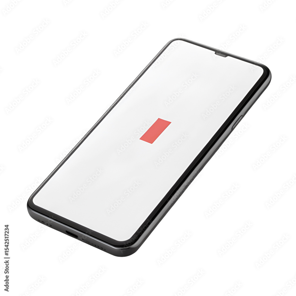 Poster 3 d render low battery icon smartphone screen red indicator