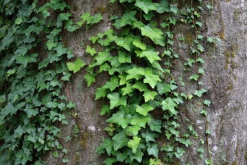 Outdoor wall or tree trunk covered with ivy