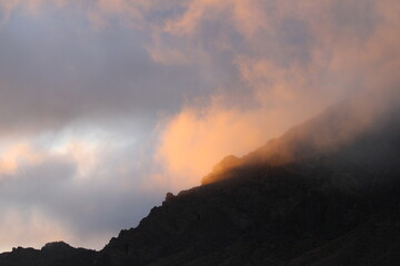 Morning mountain haze at dawn