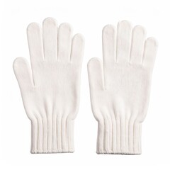 Obraz premium Two white cotton winter gloves isolated on white
